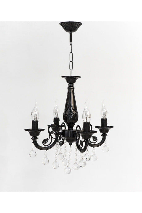 Defne 4 Arm Cast Black Stone Chandelier - Swordslife