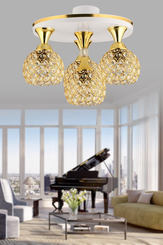 Defne 4 Piece Crystal Bulk Profonyer White Yellow Gilded Modern Luxury Chandelier - Swordslife