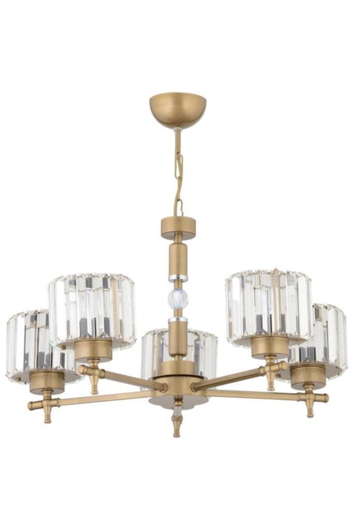 Defne 5 Arm Tumbled Y-10 Stone Chandelier - Swordslife