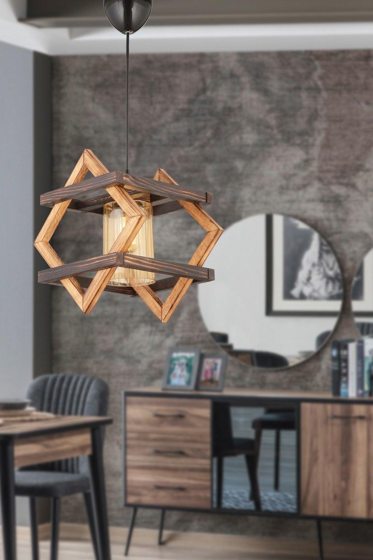 Bcd Design Lighting Diamond Decorative Wooden Pendant Chandelier - Swordslife