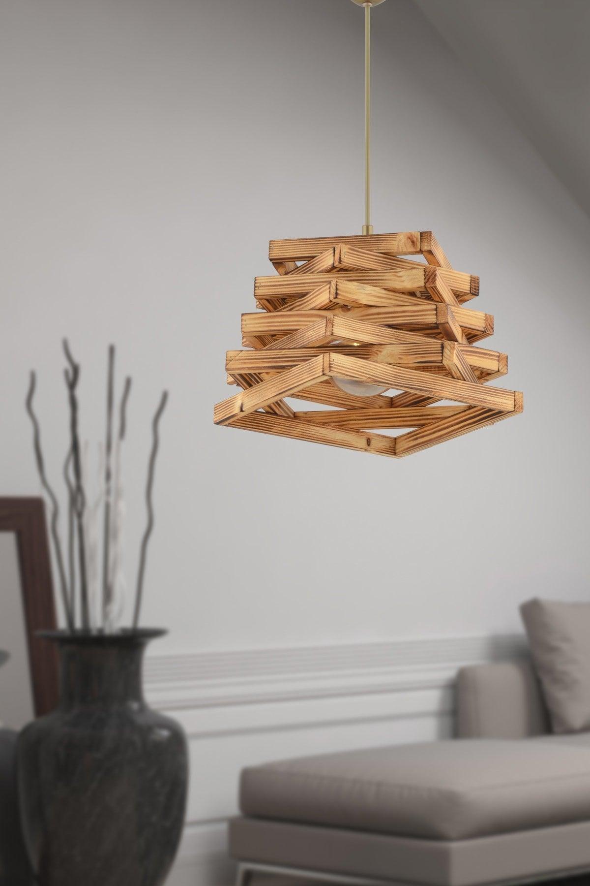 Bcd Design Lighting Mountain Decorative Wooden Pendant Chandelier - Swordslife