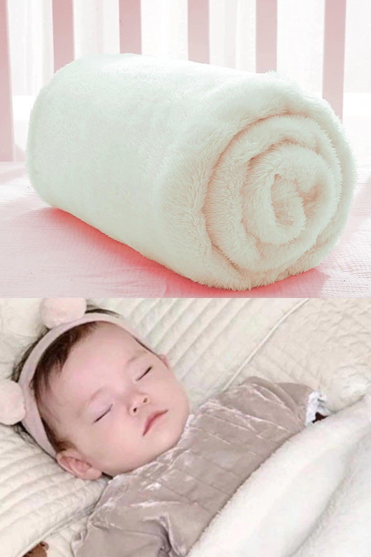 Baby Blanket White Newborn Baby Crib Stroller Swaddle Plush Blanket 100x120 cm - Swordslife