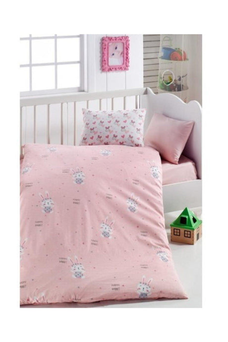 Baby Duvet Cover Set One Hundred Percent Cotton | Pink Rabbit - Swordslife