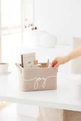 Beige Joy Printed Rectangular Basket 24x17x14