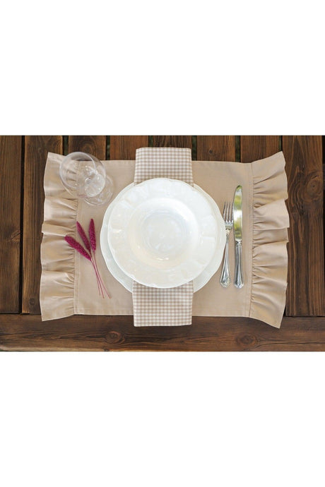 Beige Frilly Placemat (4 Pieces 35 X 60 Cm) - Swordslife