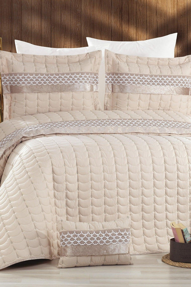 Beige Colors Micro Double Bedspread - Swordslife