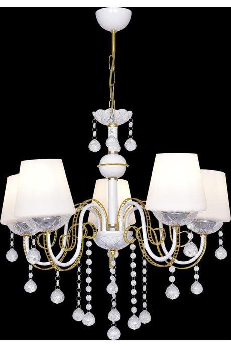 Berfin 5 Piece White Yellow Special Static Painted Stainless Gold Stone Chandelier - Swordslife