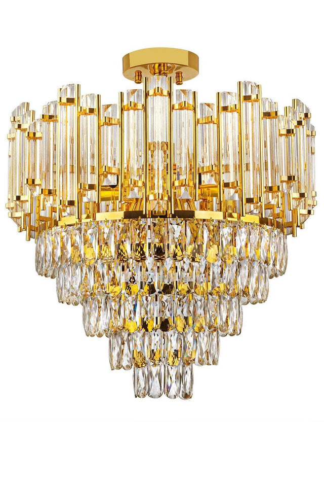 Bermuda 40 Cm Gold Crystal Glass Stone Luxury Chandelier - Swordslife