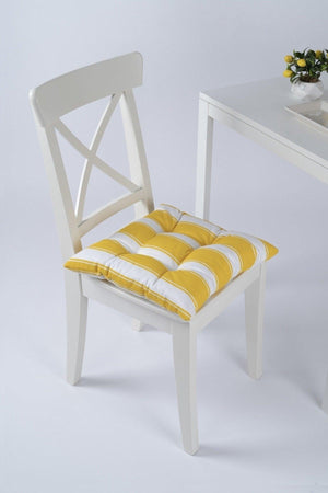 Beta Pofidik Yellow White Chair Cushion Laced 40x40cm - Swordslife