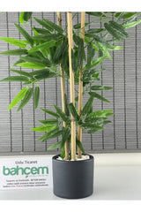 Artificial Dense Leaf Decorative Bamboo Tree With Concrete Pot 3 Trunks 110cm - Swordslife