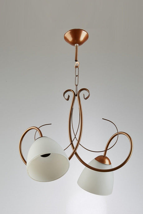 Betül Modern Copper Color Opal Glass Double Chandelier - Swordslife