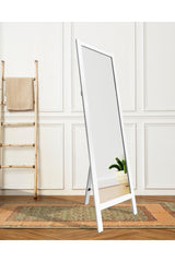 White Natural Wooden Leg Full Length Mirror 145x40cm - Swordslife