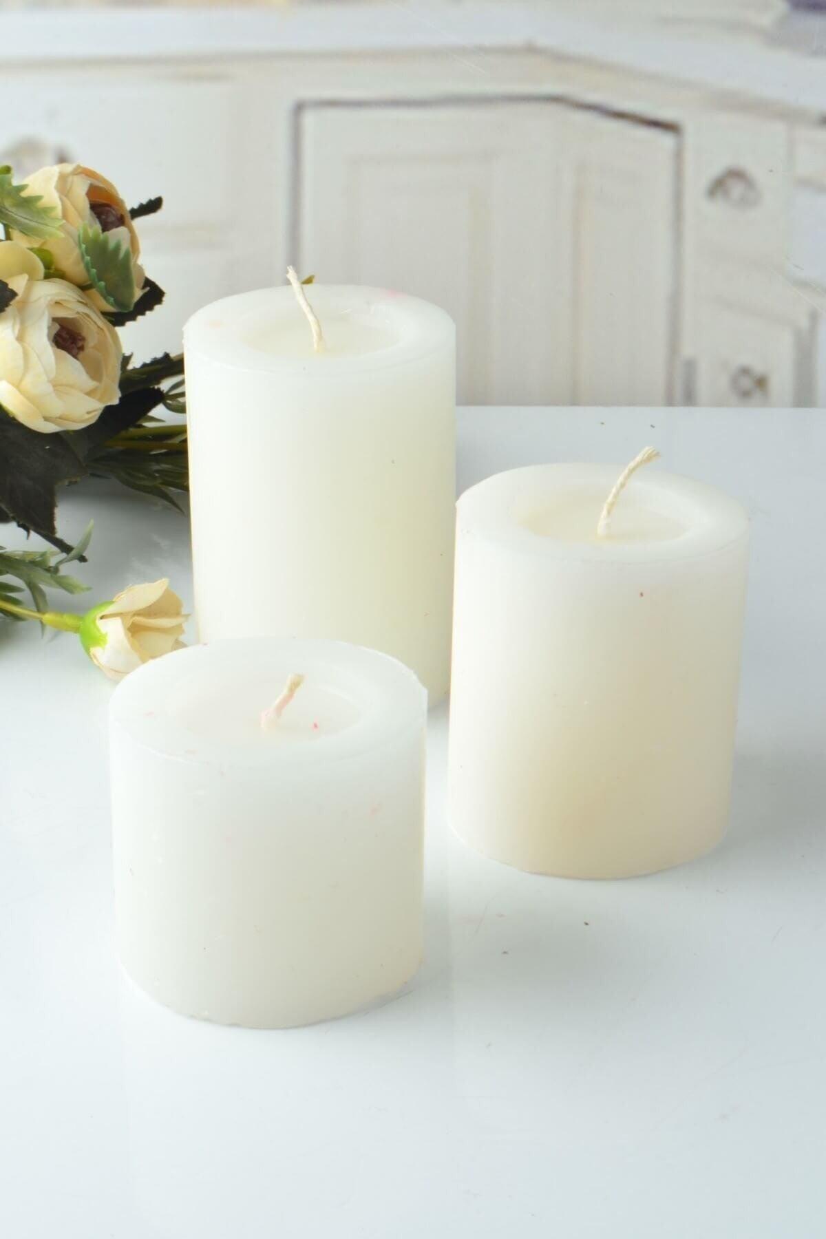 White Log Candle Set of 3 - Swordslife