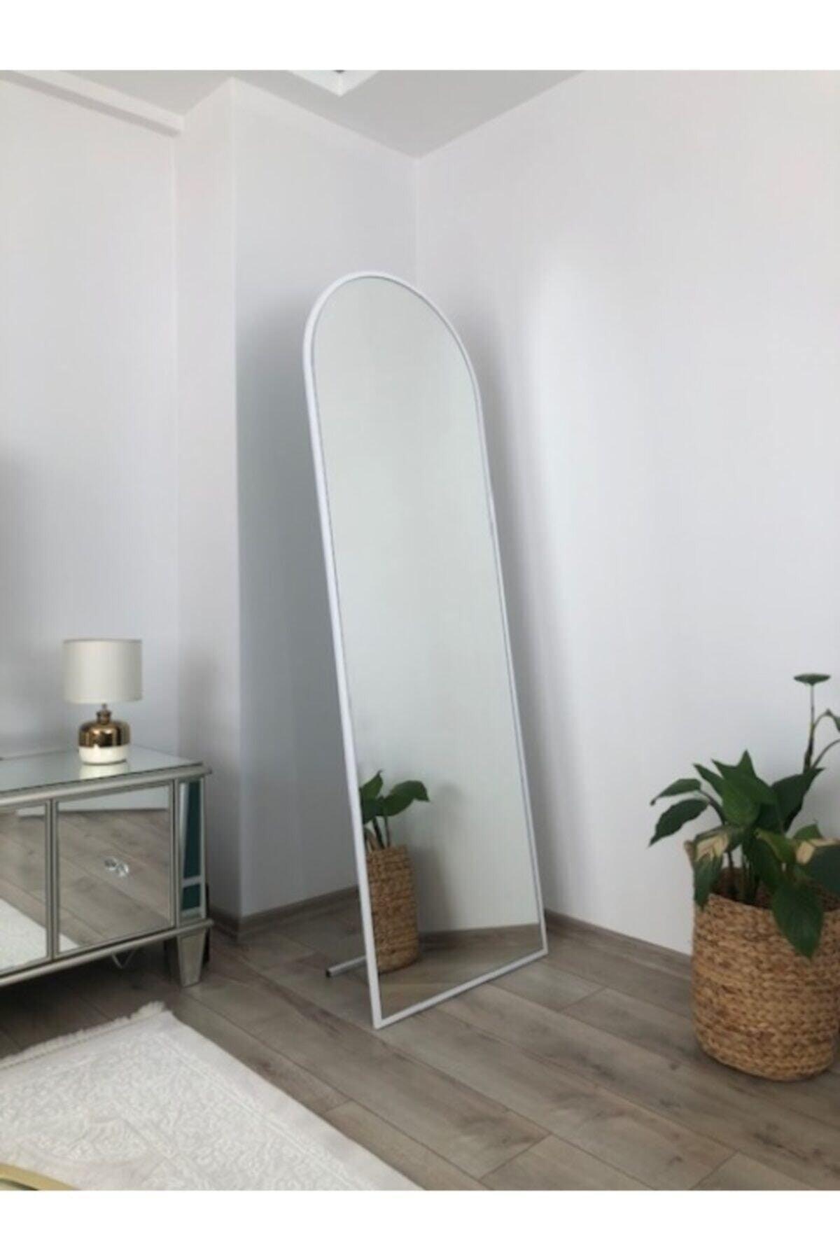 White Metal Framed Leg Oval Full Length Mirror 180*60 Cm - Swordslife