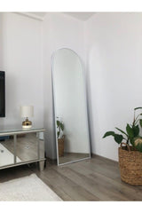 White Metal Framed Leg Oval Full Length Mirror 180*60 Cm - Swordslife