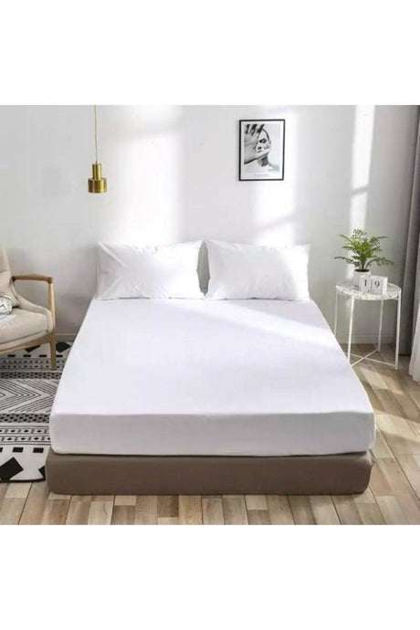 White Colored 100% Cotton Combed Cotton Single/Double Elastic Bed Sheet (7 DIFFERENT SIZES) - Swordslife