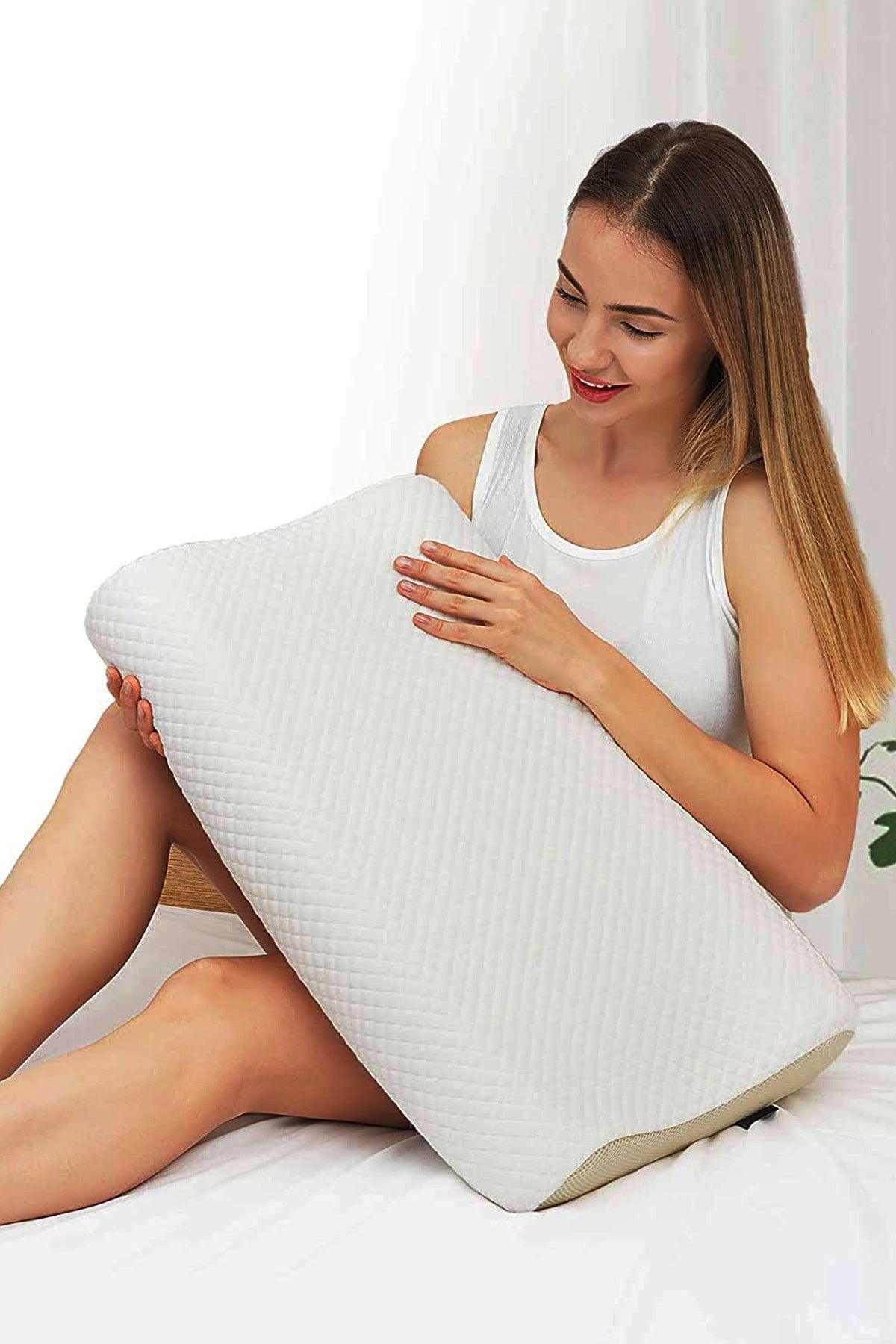 White Visco Neck Hernia Pillow Orthopedic Neck Pillow - Swordslife