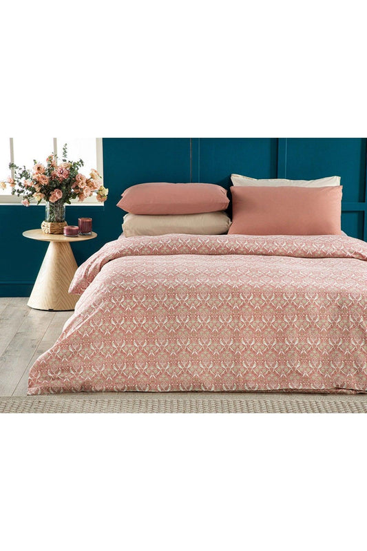 Bird And Anemons Easy To Iron Single Duvet Cover 160x220 Cm Pink - Swordslife