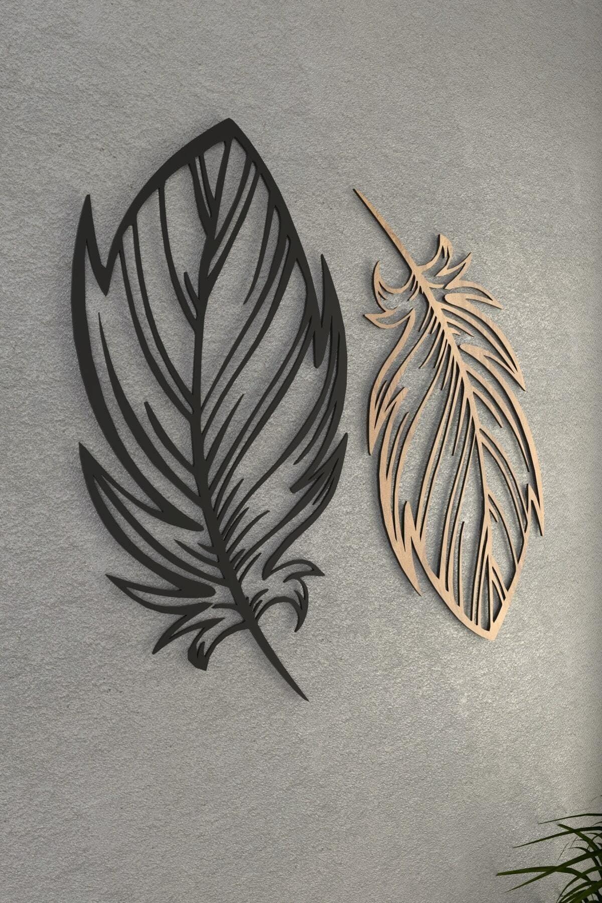 Bird Feather Wood Decorative Wall Decor Modena Black - Swordslife