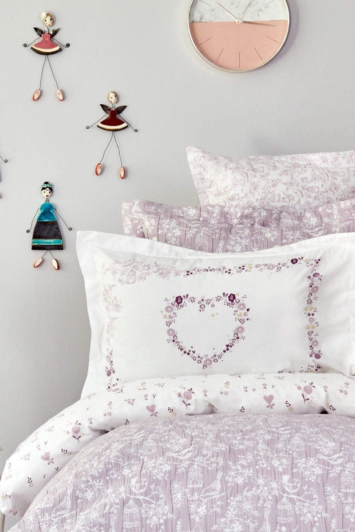 Birdy Lilac 100% Cotton Single Young Duvet Cover Set - Swordslife