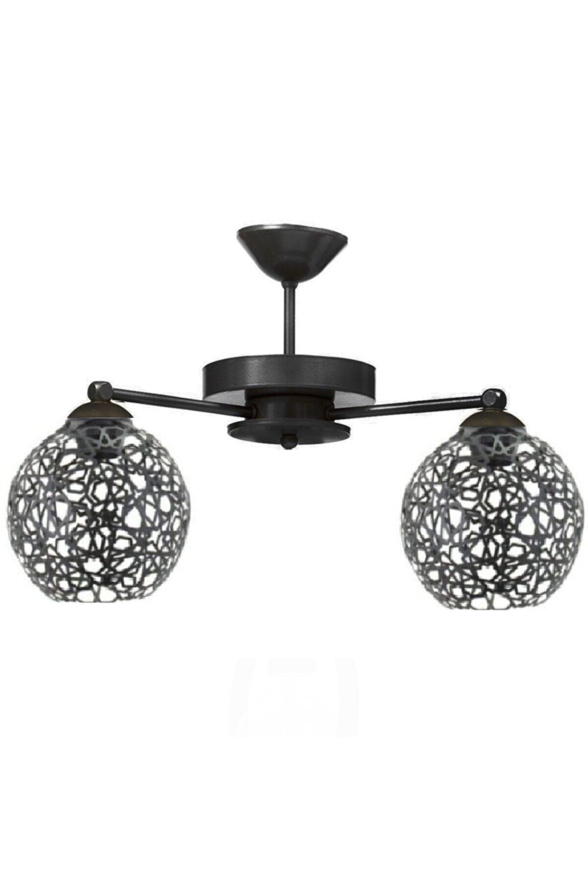 Black 2-Piece Modern Seljuk Patterned Plofonier Model Chandelier - Swordslife