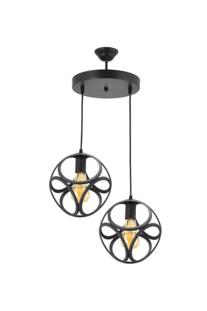 Black Double Modern Circle Cube Model Pendant Lamp Chandelier - Swordslife