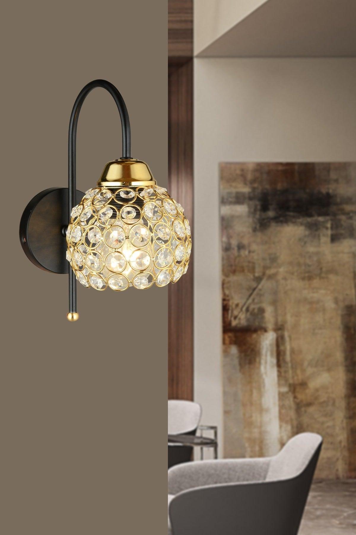 Black Cane Crystal Downward Modern Sconce - Swordslife