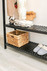 Black Garment Clothes Rack With Two Shelves