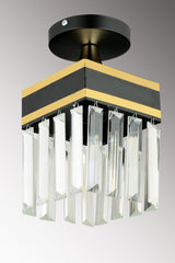 Black Crystal Stone Single Plafonyer Yellow Striped Square Downward Facing Luxury Chandelier - Swordslife