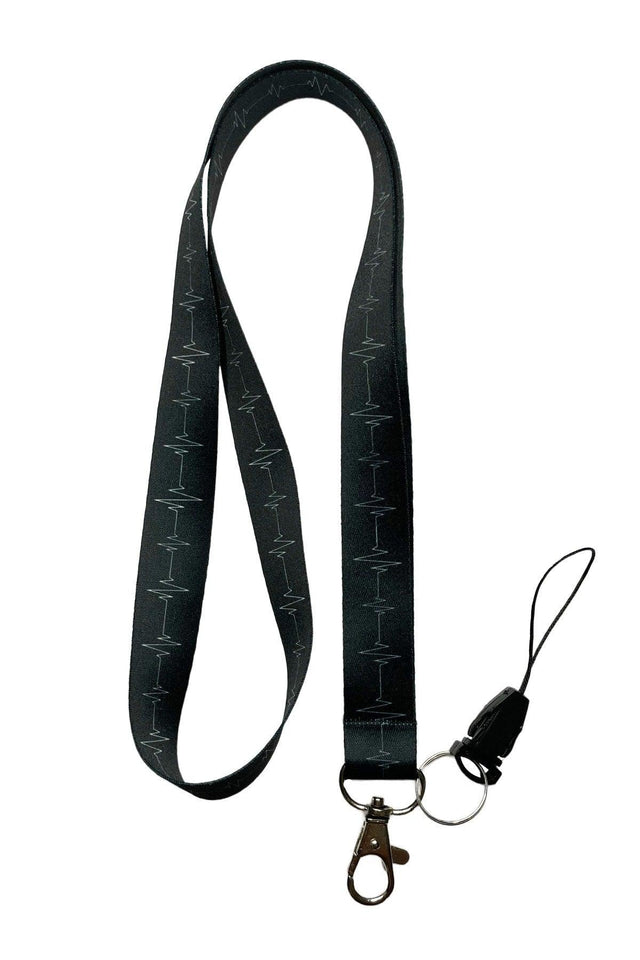 Black Ecg Neck Lanyard Phone Strap