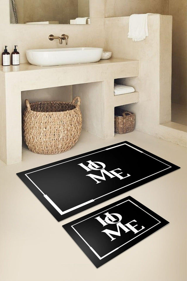 Black Home Written Doormat Set - 50x60 cm and 60x100 cm 2 pcs - Swordslife