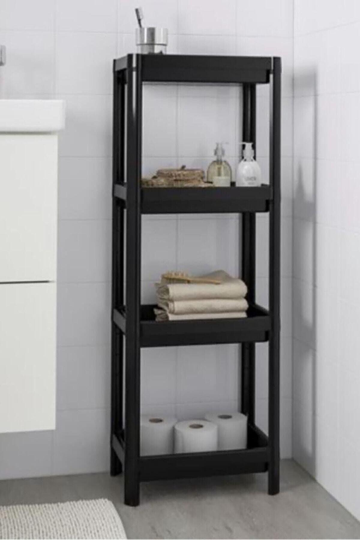 Black Kitchen Bathroom Shelf Unit 4 Tiers Plastic Flower Pot Corner Shelf Liveda Brand - Swordslife