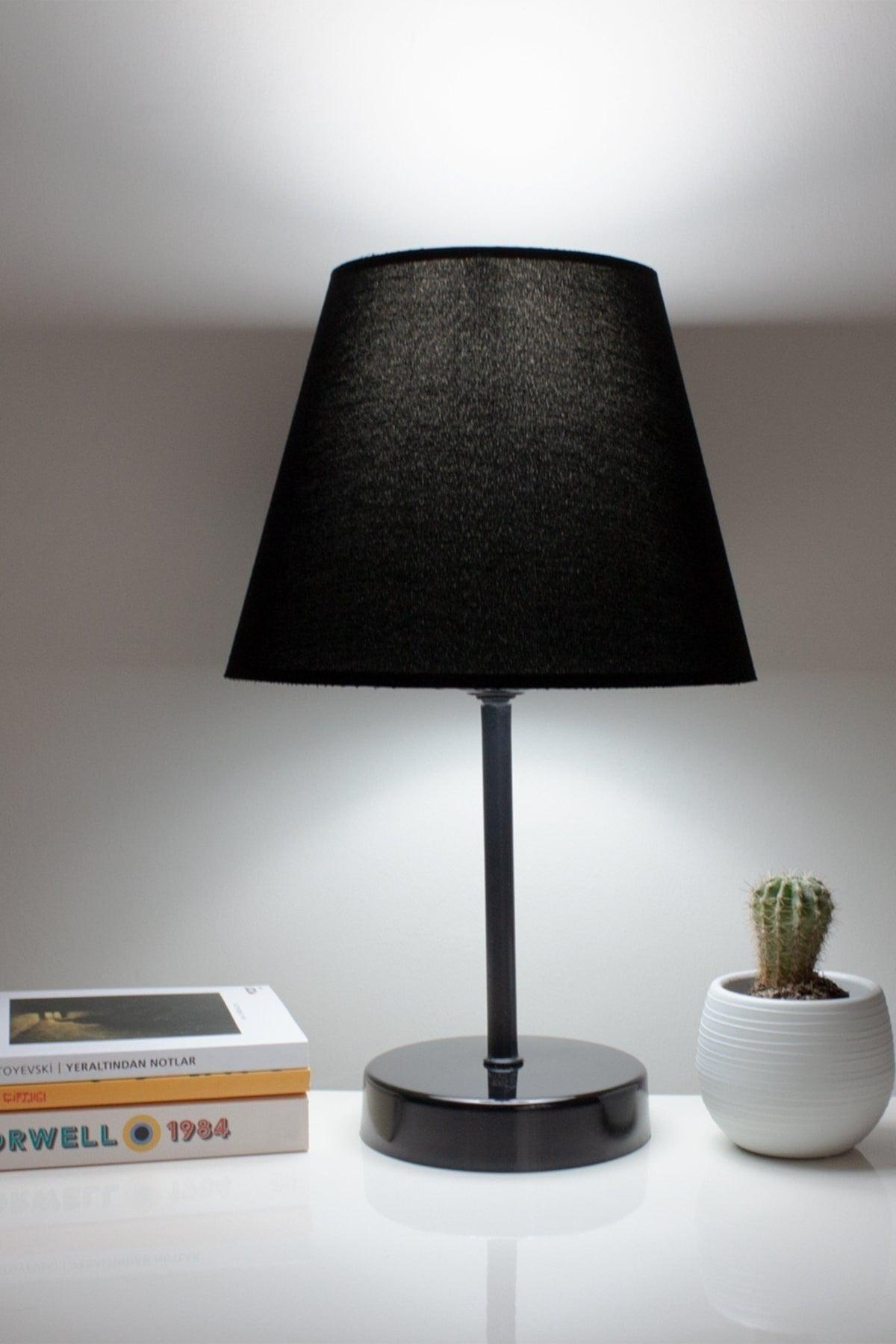 Black Modern Bedroom Lampshade Black Standing Table Lamp - Swordslife