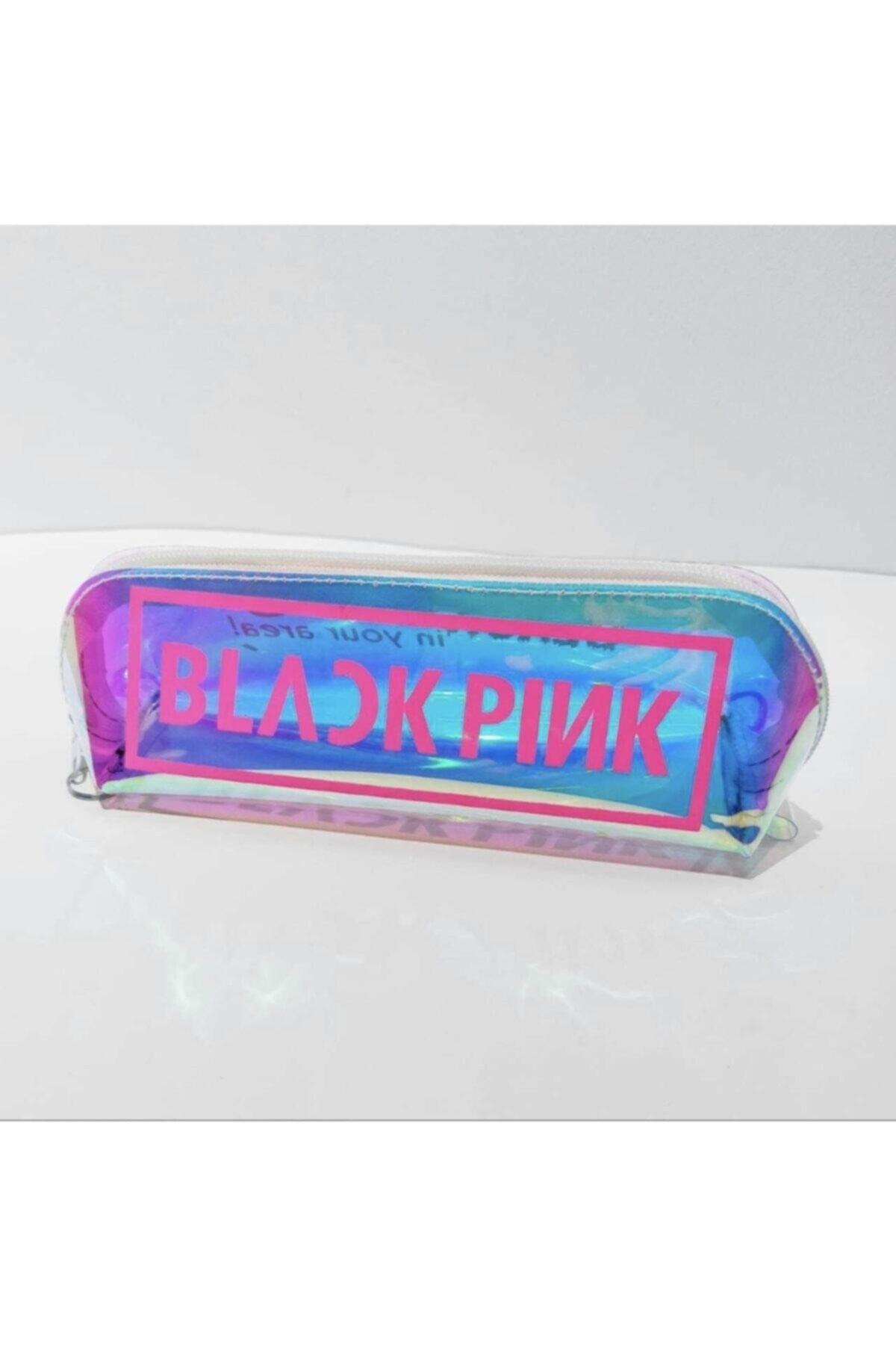 Black Pink Printed Transparent Pencil Holder Makeup