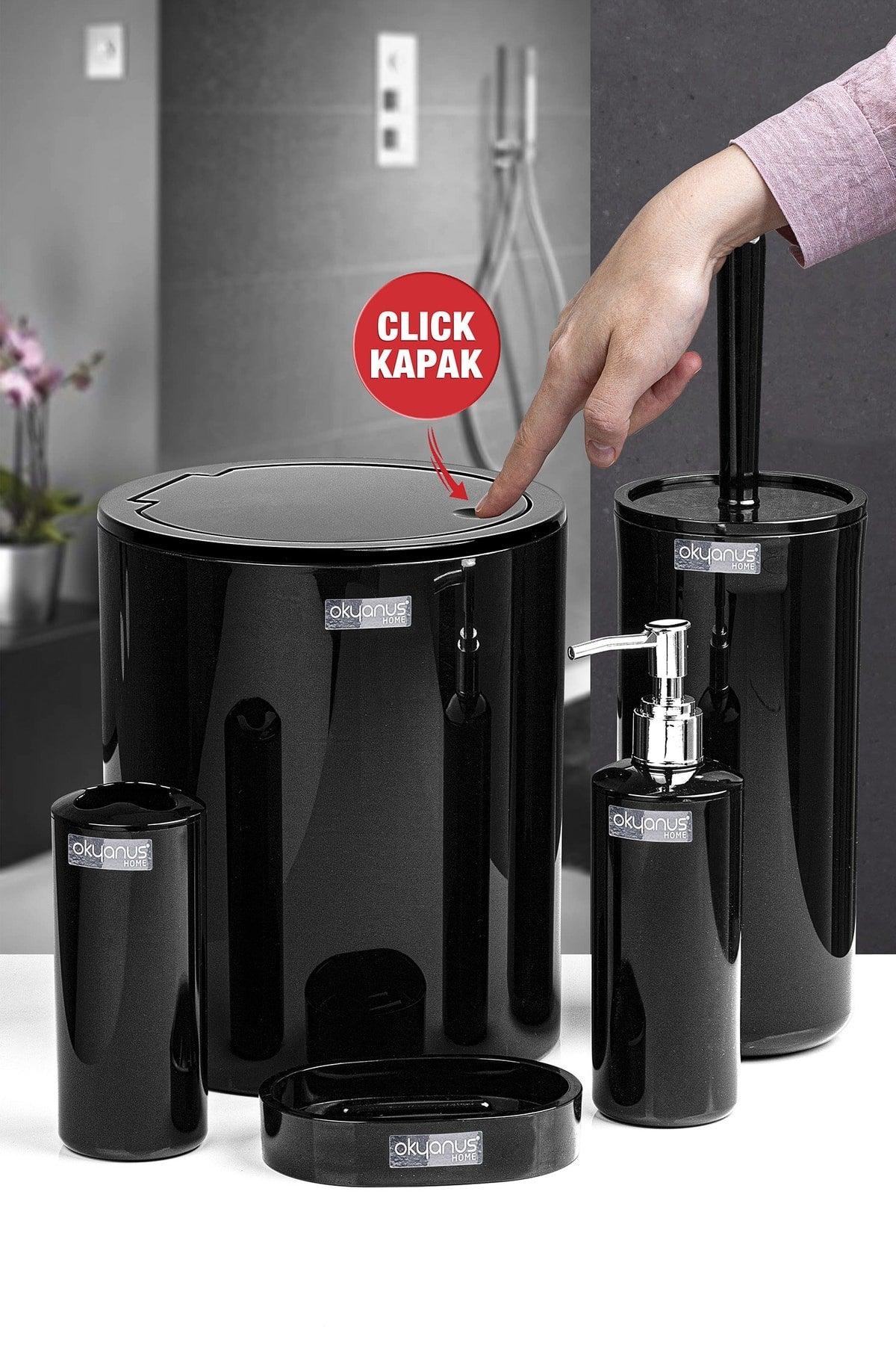 Black Round 5 Pcs Bathroom Set