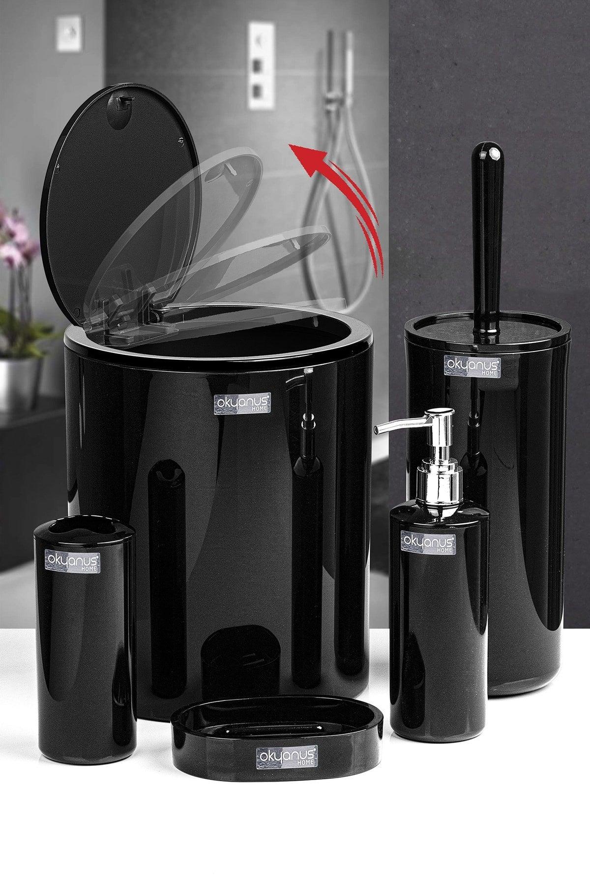 Black Round 5 Pcs Bathroom Set