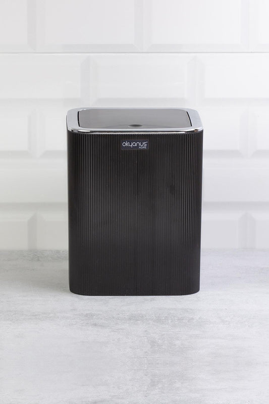 Black Striped Square Dustbin - Swordslife