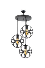 Black Triple Modern Circle Cube Model Pendant Lamp