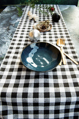 Black White Checkered Duck Fabric Runner - Swordslife