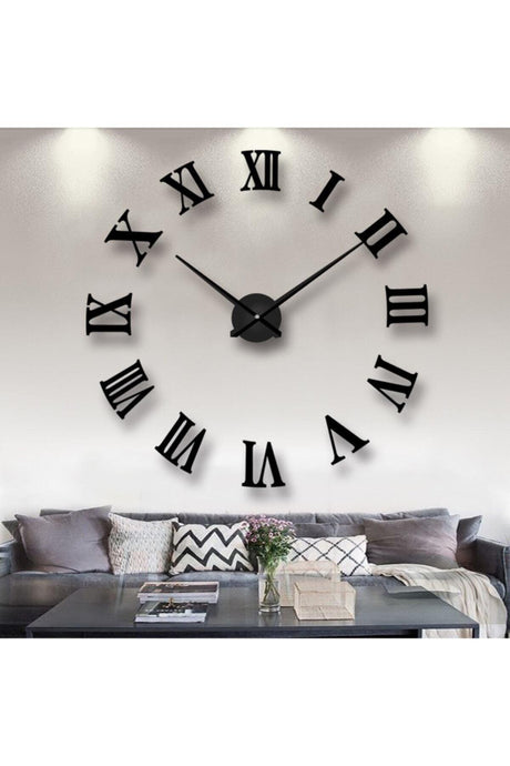 Black Wooden 3d Roman Numeral Wall Clock Black - Swordslife