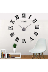 Black Wooden 3d Roman Numeral Wall Clock Roman Black - Swordslife