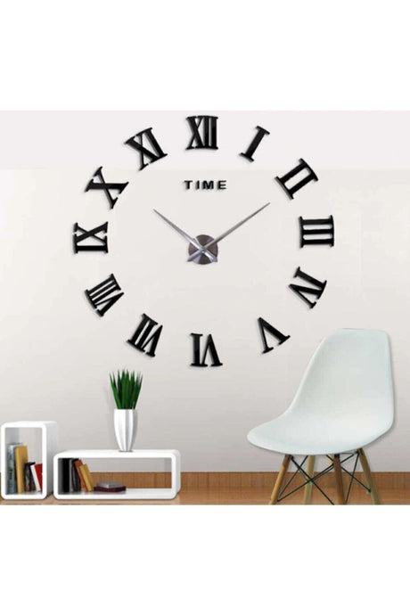 Black Wooden 3d Roman Numeral Wall Clock Roman Black - Swordslife