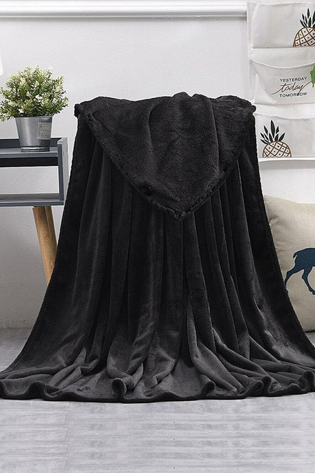 Blanket Black Double Wellsoft Plush Blanket Fleece Tv/TV Blanket 170x230 - Swordslife