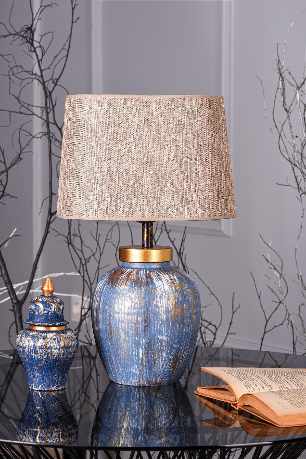 Bleu Ceramic Lampshade Blue Brown Srmk-53 - Swordslife