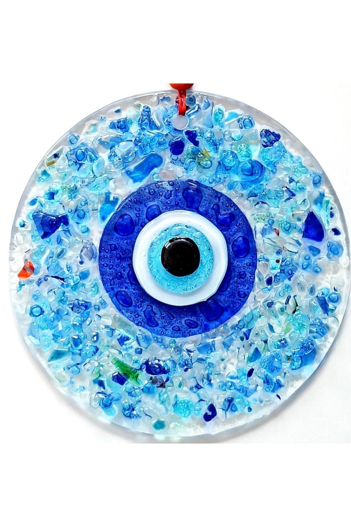 Blue Evil Eye Beads Cut Glass Patterned Wall Ornament Charms - Swordslife