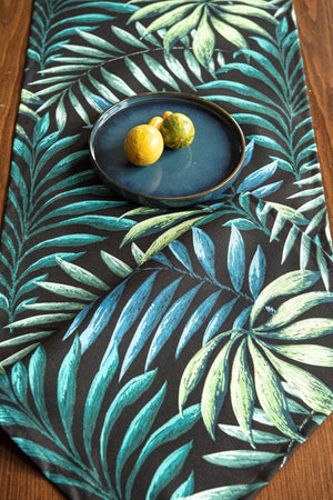 Blue Green Leafy Duck Fabric Runner/table Cover - Swordslife