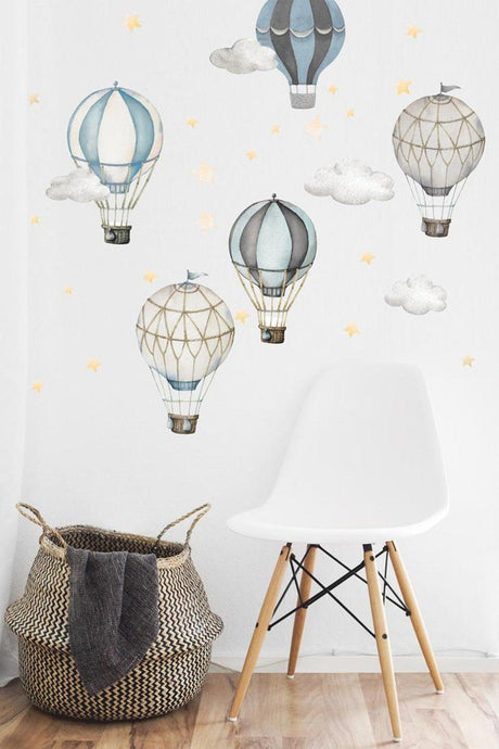 Blue Hot Air Balloon Wall Sticker - Swordslife