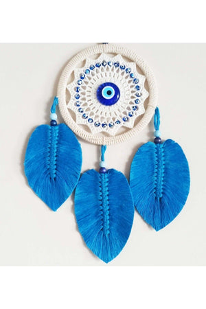 Blue Leaf Evil Eye Beads Macrame Wall Decor - Swordslife