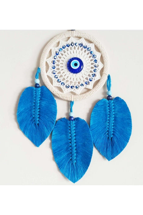 Blue Leaf Evil Eye Beads Macrame Wall Decor - Swordslife