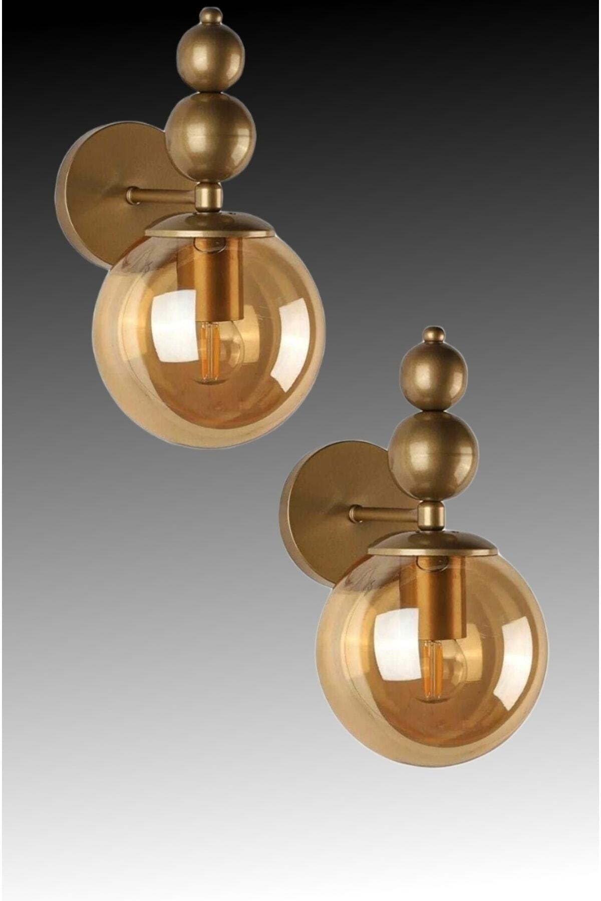 Bolivia 2 Piece Tumbled Gold Honey Glass Wall Sconce - Swordslife